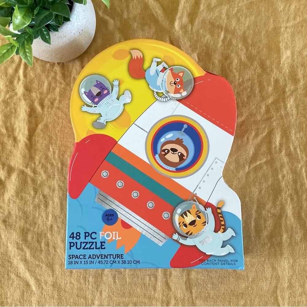 ••5/$25•• outer space floor puzzle rocket ship Sun foil